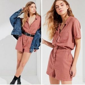 Urban Outfitters Short Sleeve Linen Romper